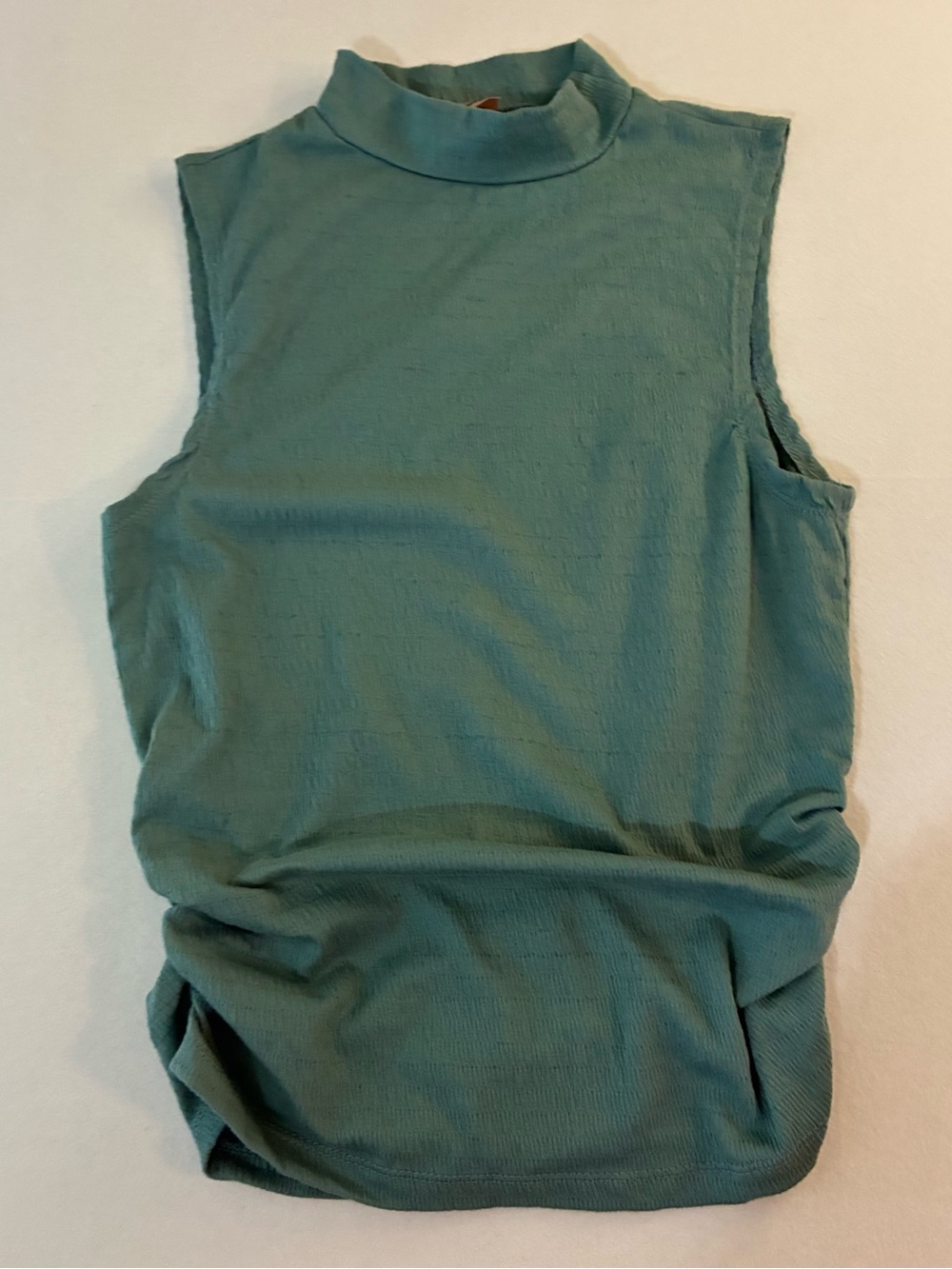 Willow & Root Sage Green Ruched Sleeveless Mock Knit Top SZ Large